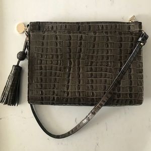Brahmin Croc embossed shoulder bag with tassel